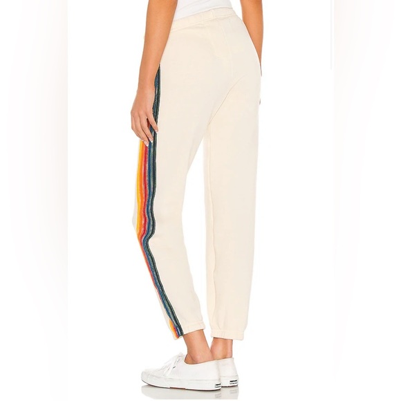 Aviator Nation Cream Joggers with Multicolor Stripe - Picture 3 of 9